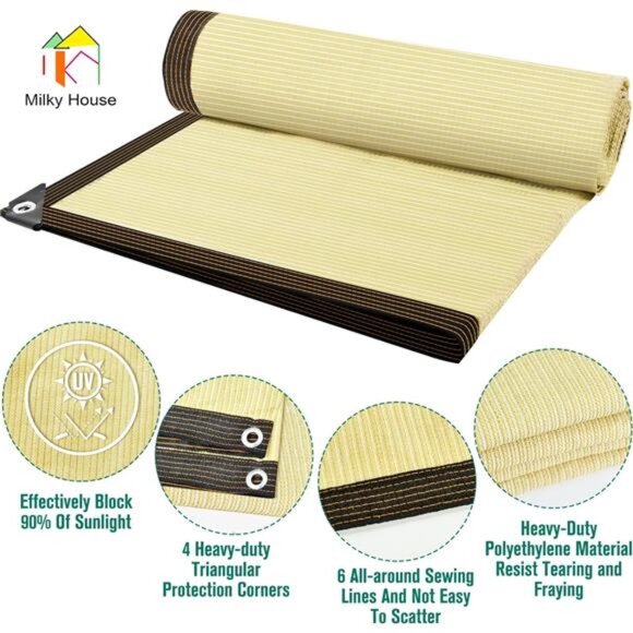 Sun Shade Cloth,Balcony Privacy Screen 10X3.4ft,Garden Shade Cloth with Grommets - Picture 5 of 7